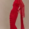 Amandine Ruched Slinky Maxi Dress – Ruby