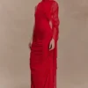 Amandine Ruched Slinky Maxi Dress – Ruby