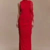 Amandine Ruched Slinky Maxi Dress – Ruby