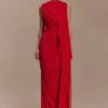 Amandine Ruched Slinky Maxi Dress – Ruby