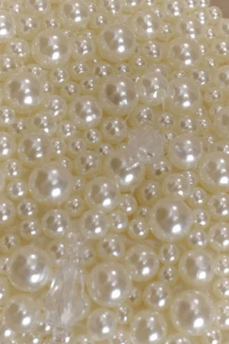Amara Pearl Teardrop Beaded Bag – White