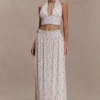 Amaris Gathered Plisse Maxi Skirt – Floral Ditsy Print