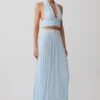 Amaris Gathered Plisse Maxi Skirt – Pale Blue Amaris Gathered Plisse Maxi Skirt – Pale Blue