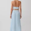 Amaris Gathered Plisse Maxi Skirt – Pale Blue Amaris Gathered Plisse Maxi Skirt – Pale Blue
