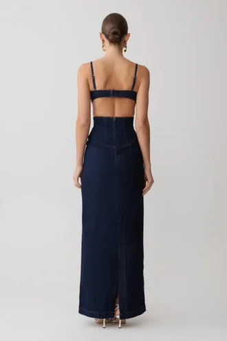 Amila Denim Cupped Maxi Dress – Indigo Blue