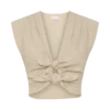 Anahita Linen Front Bows Short Sleeve Top – Natural Anahita Linen Front Bows Short Sleeve Top – Natural
