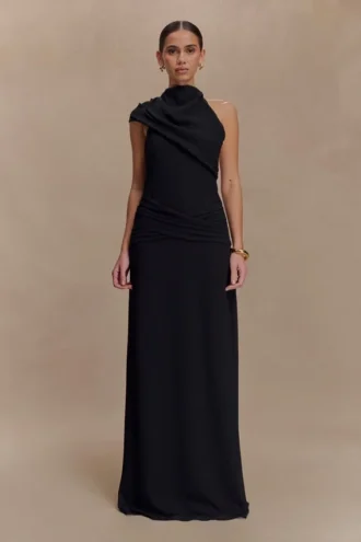 Analia Chiffon Maxi Dress – Black