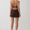 Anari Gathered Scuba Mini Dress – Dark Chocolate
