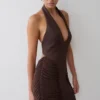 Anari Gathered Scuba Mini Dress – Dark Chocolate