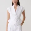 Andina Shortsleeve Linen Top – White Andina Shortsleeve Linen Top – White