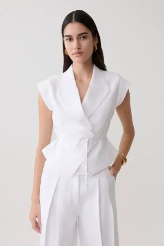 Andina Shortsleeve Linen Top – White