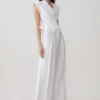 Raya Mid Rise Wide Leg Linen Pant – White Raya Mid Rise Wide Leg Linen Pant – White