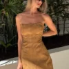 Andy Faux Suede Mini Dress – Camel