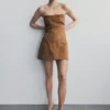 Andy Faux Suede Mini Dress – Camel