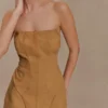 Andy Faux Suede Mini Dress – Camel