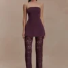 Anette Bandage Knit Strapless Top – Chocolate Anette Bandage Knit Strapless Top – Chocolate