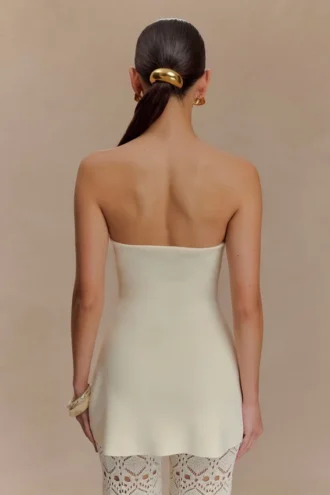 Anette Bandage Knit Strapless Top – Ivory