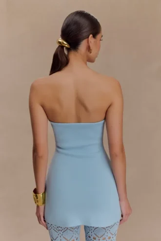 Anette Bandage Knit Strapless Top – Sky Blue