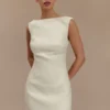 Angela Textured Boucle Mini Dress – Ivory