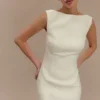 Angela Textured Boucle Mini Dress – Ivory