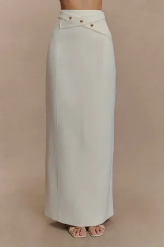 Angelie Suiting Maxi Skirt – Ivory