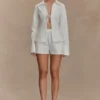 Annalee Cotton Beaded Tie Shirt – White Annalee Cotton Beaded Tie Shirt – White