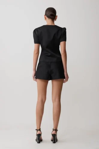 Anne Satin Mini Short – Black