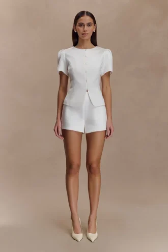Anne Satin Mini Short – White
