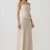 Annie Strapless Tie Back Linen Top – Natural Annie Strapless Tie Back Linen Top – Natural