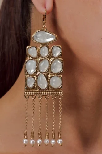 Annika Horizontal Resin Drop Earrings – Gold