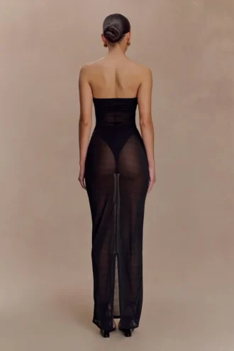 Aoife Mesh Maxi Skirt – Black