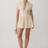 Arabella Cinched Waist Linen Mini Dress – Natural