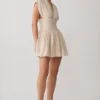Arabella Cinched Waist Linen Mini Dress – Natural
