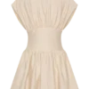 Arabella Cinched Waist Linen Mini Dress – Natural