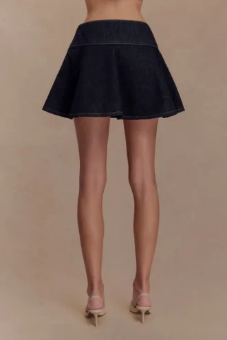 Arista Denim Mini Skirt – Washed Indigo Blue