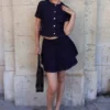 Arista Denim Mini Skirt – Washed Indigo Blue Arista Denim Mini Skirt – Washed Indigo Blue