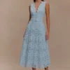 Arla Broderie Midi Skirt – Pale Cornflower Blue Arla Broderie Midi Skirt – Pale Cornflower Blue