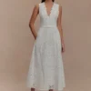 Arla Sleeveless Broderie Top – White