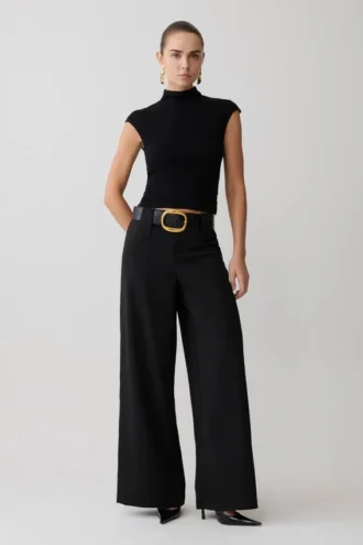 Arlo Wide Leg Suiting Trouser – Black