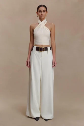 Arlo Wide Leg Suiting Trouser – Ivory