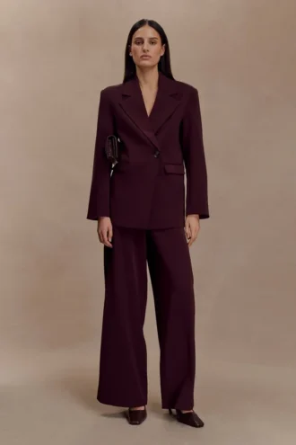 Arlo Wide Leg Suiting Trouser – Mahogany