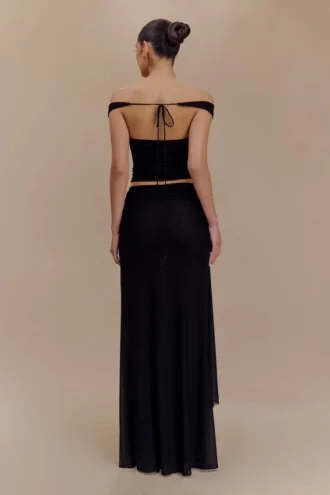 Arna Mesh Maxi Skirt – Black