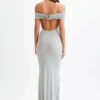 Arna Off Shoulder Diamante Maxi Dress – Silver Arna Off Shoulder Diamante Maxi Dress – Silver