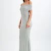 Arna Off Shoulder Diamante Maxi Dress – Silver Arna Off Shoulder Diamante Maxi Dress – Silver