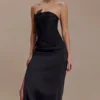Asha Floral Mesh And Satin Maxi Dress – Black
