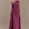 Asher Slinky One Shoulder Maxi Dress – Neutral Plum Asher Slinky One Shoulder Maxi Dress – Neutral Plum