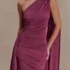 Asher Slinky One Shoulder Maxi Dress – Neutral Plum Asher Slinky One Shoulder Maxi Dress – Neutral Plum