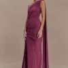 Asher Slinky One Shoulder Maxi Dress – Neutral Plum Asher Slinky One Shoulder Maxi Dress – Neutral Plum