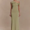 Ashford Asymmetrical Slinky Maxi Dress – Sage