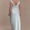 Ashley Cowl Neck Lace And Satin Maxi Dress – Ice Blue Ashley Cowl Neck Lace And Satin Maxi Dress – Ice Blue